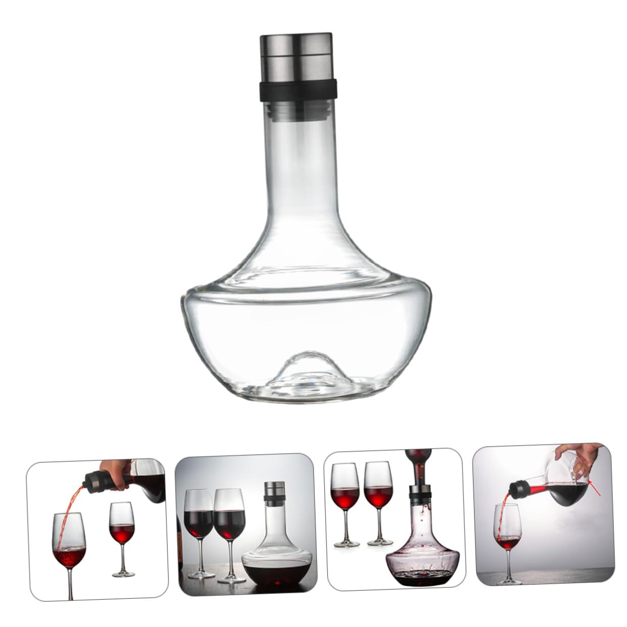 Alipis Decantador de Vidrio Transparente de Decantador de Vino Rápido Hogar de Vidrio para Doméstico para Servir Vino Tinto