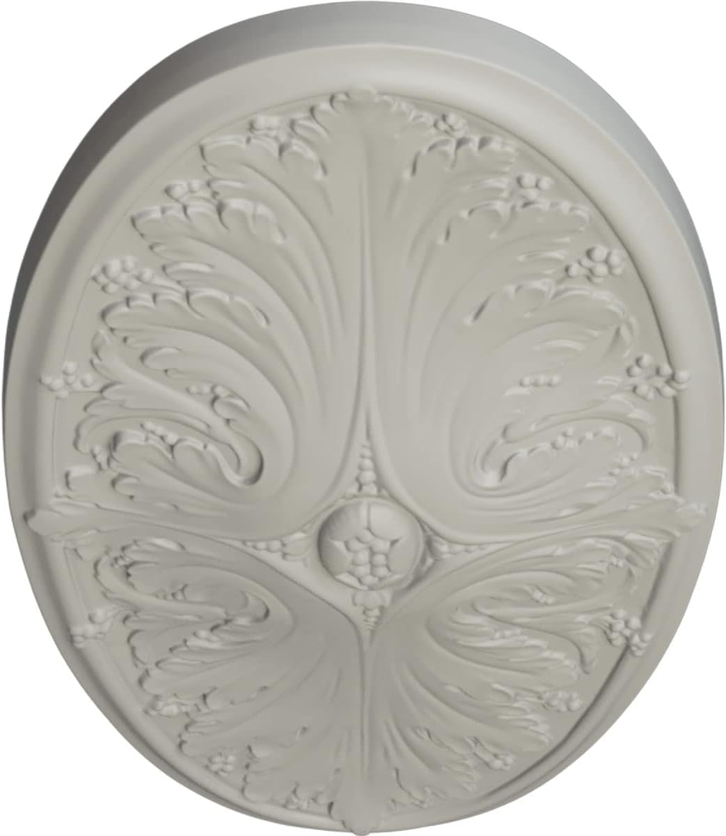 Ekena Millwork CM24X12MAPCF Madrid Ceiling Medallion, Pot of Cream, 24 3/4"W x 12 1/2"H x 1 3/4"P