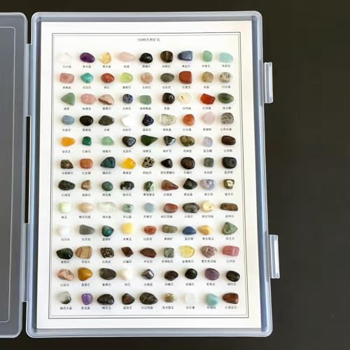 Natural Crystal Raw Stone Ore Specimen Kit, Mineral Crystal Crushed, Geological Exploration Enthusiasts Popular Science Educational Toys, for Teaching Ornamental Collectible Ornament (108)