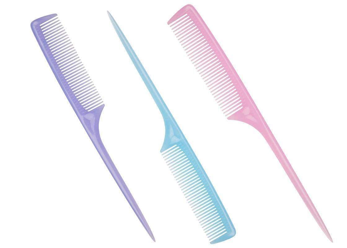 Plastic Fine Tooth Rat Tail Comb Barber Professional Salon Tip-Tail Comb for Women's (Multicolor)-image-15