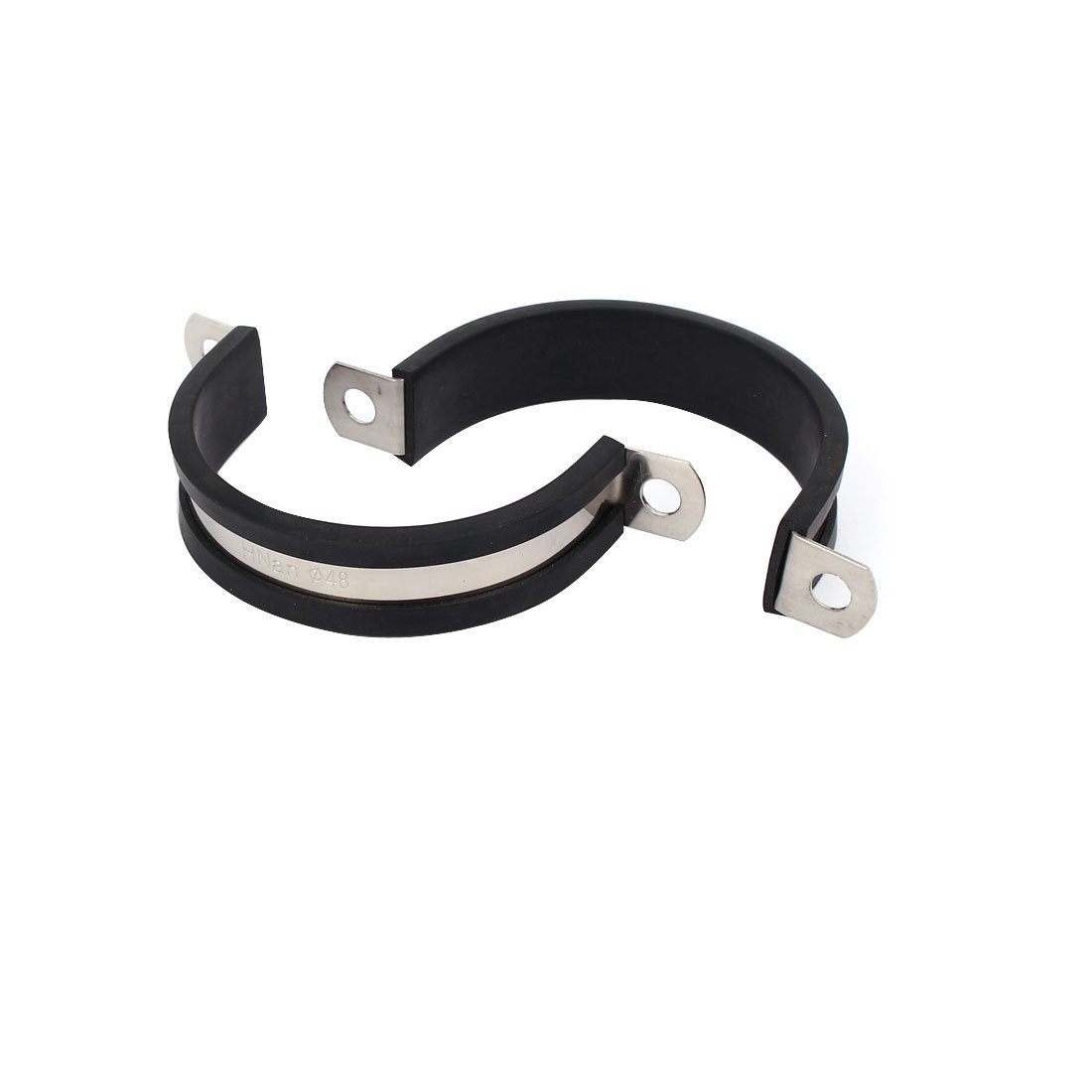 Aexit 48mm Dia Clamps EPDM Rubber Lined U Shaped Pipe Tube Wire Clamps Strap Clamps Clips 2pcs