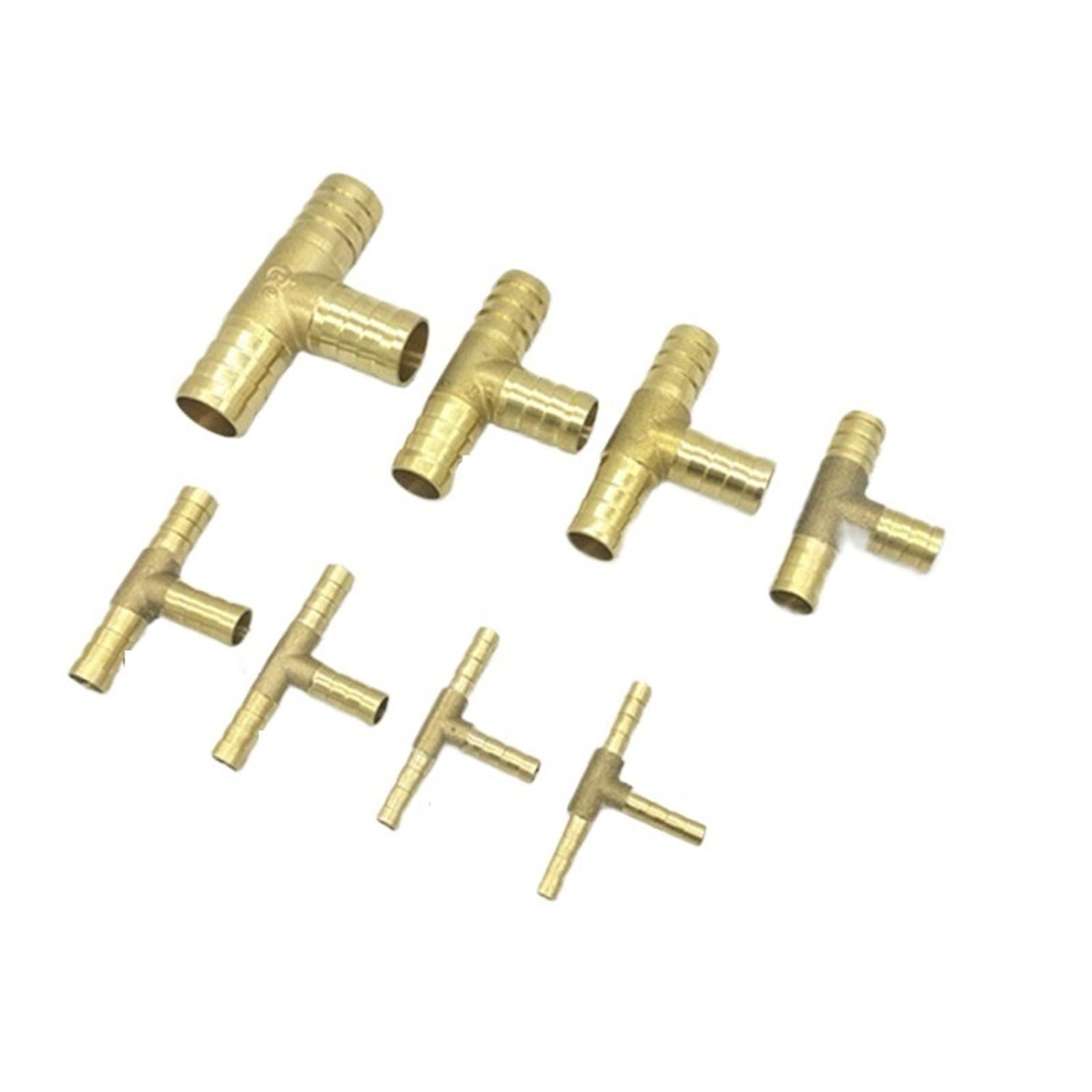 Tazyyzuu One Color Brass Splicer Pipe Fitting T X Y U Type Hose Barb 4Mm 6Mm 8Mm 10Mm 12Mm Copper Barbed Connector Joint Coupler(3Way -T 16Mm Barb)