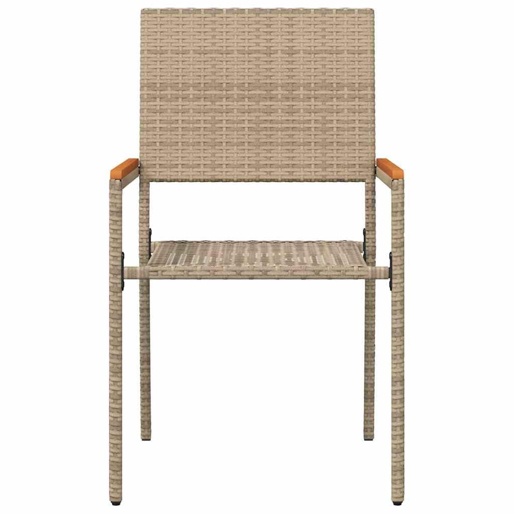 Gartenstühle 2er Set Stapelstühle Creme Braun aus Stahl & Akazienholz wetterfest 54 x 56 x 90 cm Modernes Design für Balkon Terrasse und Garten