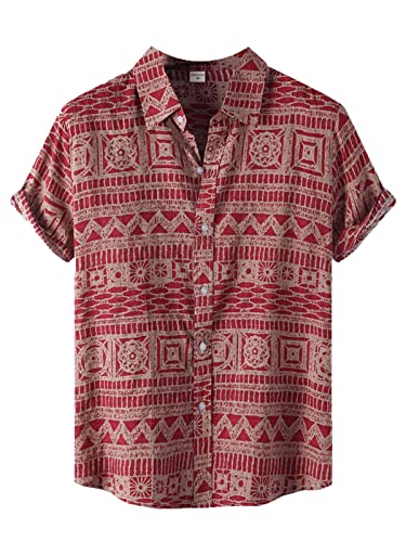 Hombres Camisas de Manga Corta - Estilo étnico Blusa de impresión Camisa de Playa Hawaiana Africano étnico de Gran tamaño Suave cómodo de Manga Corta Streetwear Top Ropa