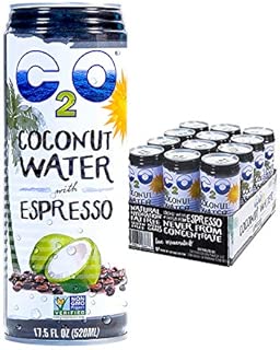 C2O Pure Coconut Water with Espresso | Plant Based | Non-GMO | Dairy Free | Essential Electrolytes | 17.5 FL OZ (Pack of 12) - coolthings.us