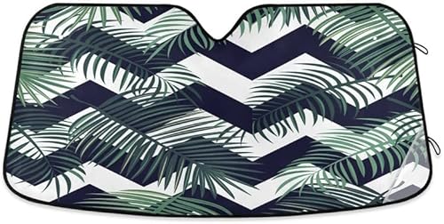 車用サンシェード 葉 北欧 車窓日よけ ナポレックス 吸盤2個付 遮光断熱 紫外線対策 UVカット 簡単取り付け カー用品 便利グッズ 展開寸法140CM*104CM