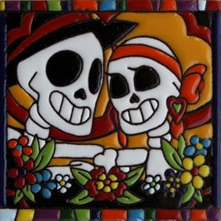 6x6 Forever Yours. Day-of-The-Dead Clay Tile
