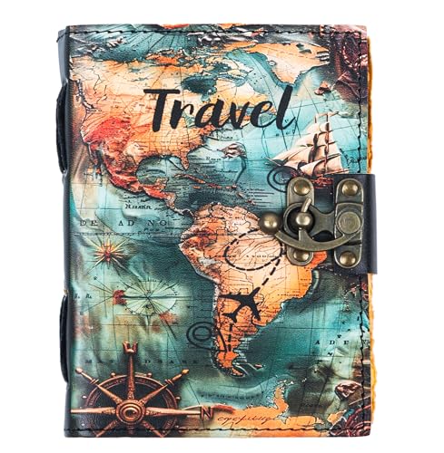 Image of CRAFT JUNKY Vintage Leather Journal Diary for Women & Men Travel Diary Notebook for Writing Deckle Edge Paper,200 Pages