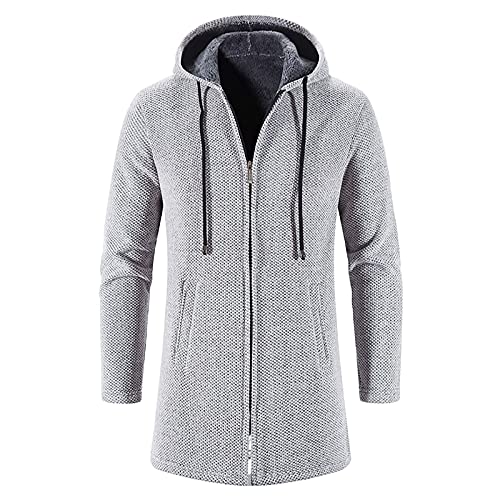Muscularfit Cardigan Sweater Hoodie Men Soft Brushed Long Sleeve Knitted Sweater Drawstring Casual Fleece Lined Jacket Coats4