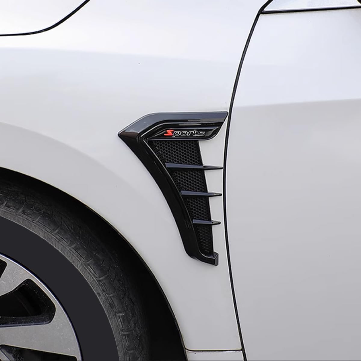 2Pz Adesivi Griglia Presa d'Aria Parafango Laterale per VW Golf 5 + Golf 6 Variant 2007-2013, Finitura Cofano Nero Emblema Carrozzeria Decorazione,Black