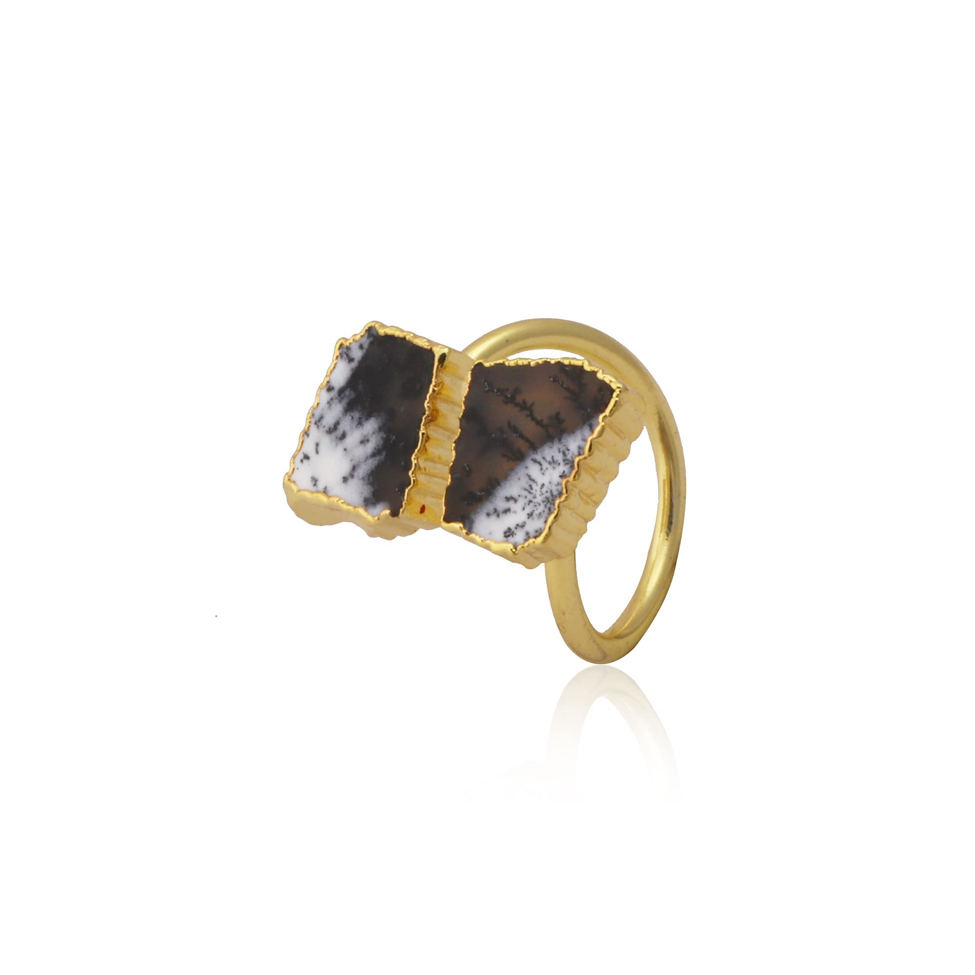 Adjustable Rings Jewelry | Texture Style Ring | Handmade Mohave Turquoise Gemstone | Gold Plated Ring Jewelry For Women | 2082V (Dendrite Opal) (B09SV9S8ZY) Amazon Price History, Amazon Price Tracker