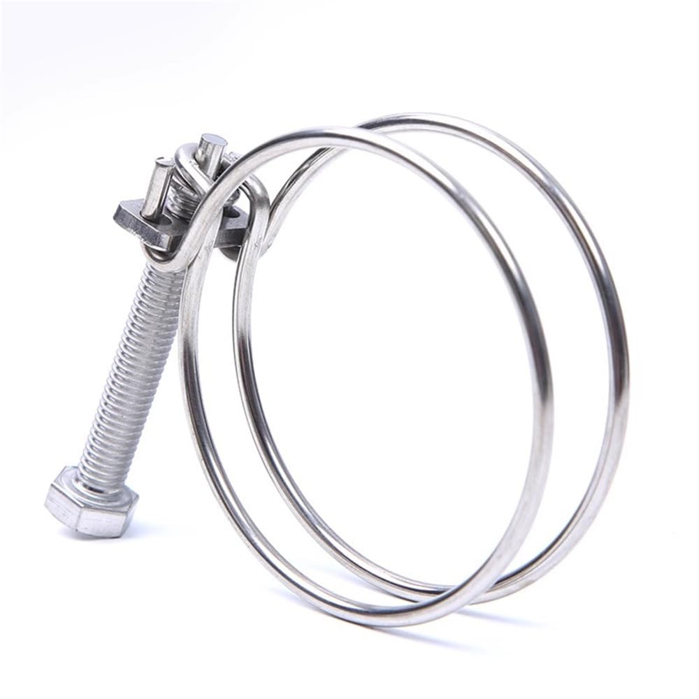Gonmpjzr One Color Double Wire Hose Clamp, Stainless Steel Clamps 304 Adjustable Multiple Sizes(Id 55 60Mmx3mm Wire)