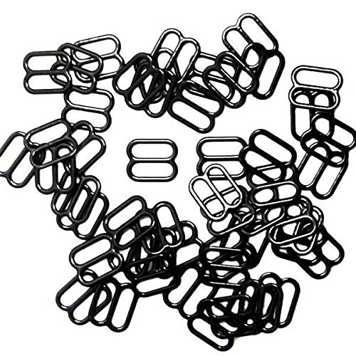 FABLOFT® 100x Metal Bra Lingerie Strap Sewing Clip Hook Eye Slider Black 10mm-image-13