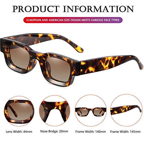 Image of AIEYEZO Modern Thick Rectangle Sunglasses for Women Men 90s Retro Chunky Square Polarized Sun Glasses UV400 Protection
