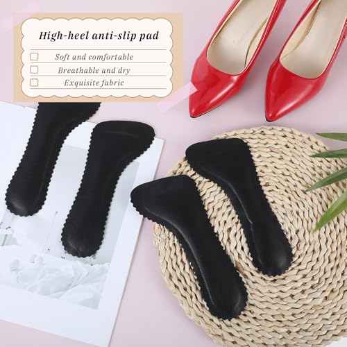 Image of 2 Pairs High Heel Inserts for Women, Self-Adhesive Arch Support Insoles, Invisible Slim Inserts Weight Shifting Shock Soft Slip 3 /4 Inserts for Flats Slipper Sandal Pump Dress Shoes Boots(Black)