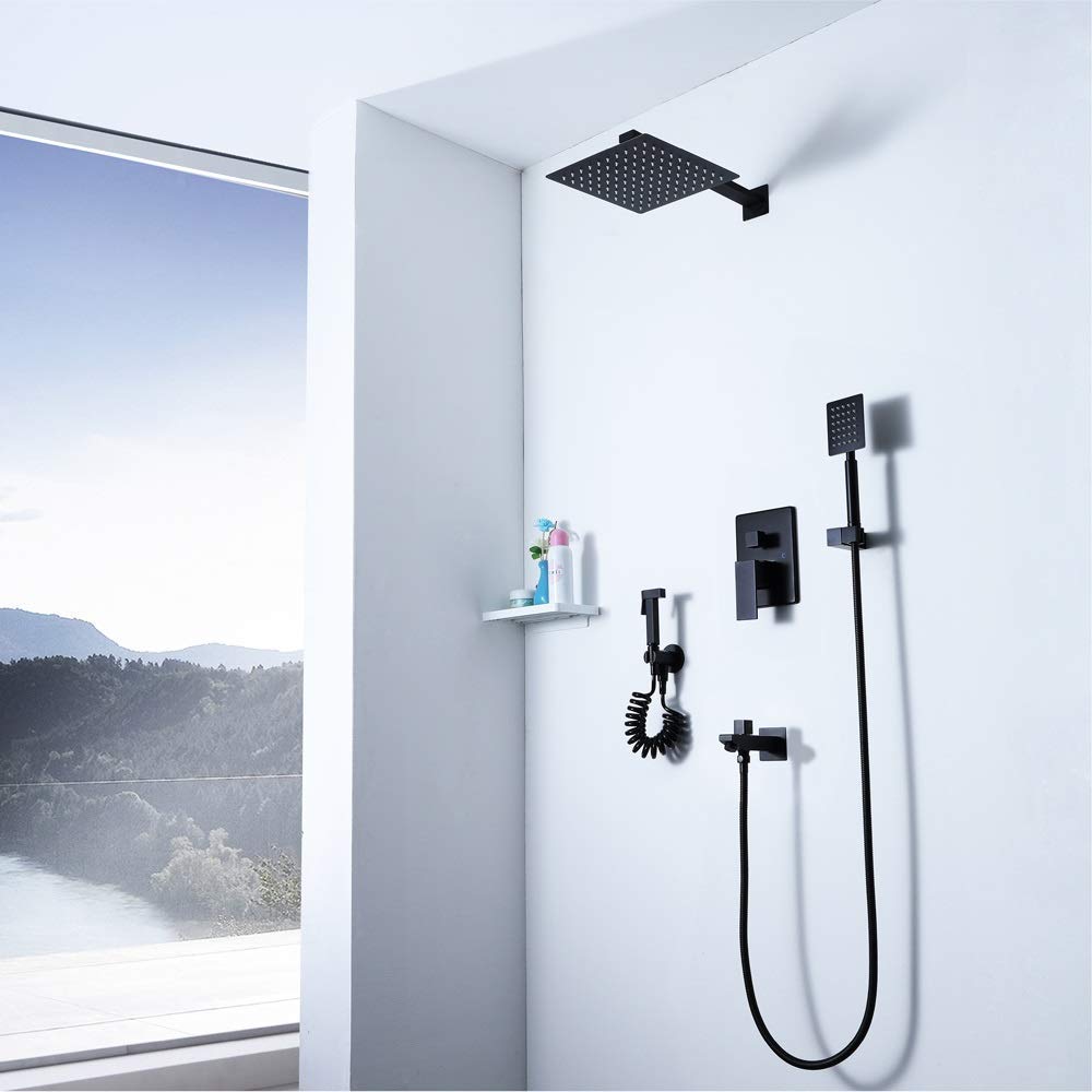 OZBMA Shower Set Black Warm Thermostat Bidet Head Faucet Bathroom Water Supply