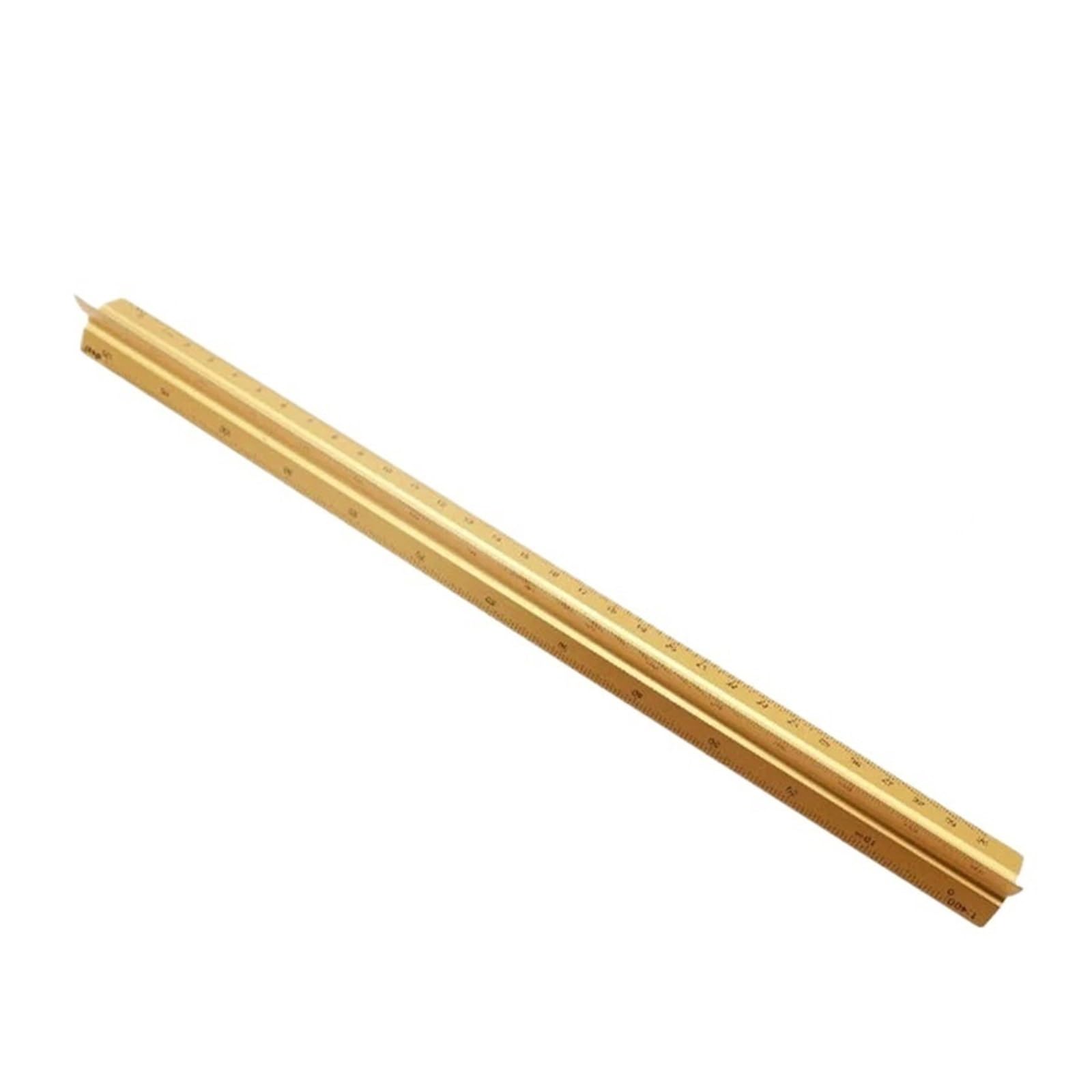 Architectural Scale Ruler Solid Triangular Triangle Metric Scale Measure Ruler Drawing Tool Design(Gold-Small)