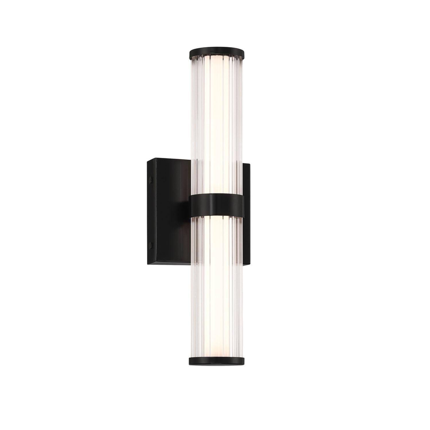 Licht-Erlebnisse LED Wandleuchte Bad IP44 35.5 cm hoch Schwarz Glas Metall 3000 K 985 lm Vintage Design Badezimmerleuchte Wandlampe Spiegel