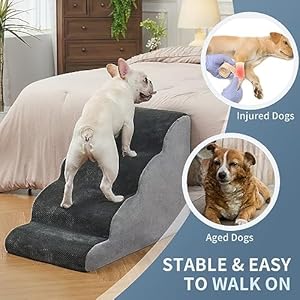 BOMOVA-Dog-Stairs-for-Small-Dogs-4-Step-Dog-Steps-for-Bed-and-Couch-High-Density-Foam-Pet-Stairs-for-Small-Dogs-and-Cats-Non-Slip-Bottom-Dog-Ramp-Grey-2345-Steps - Cucciolini Doodles   BOMOVA-Dog-Stairs-for-Small-Dogs-4-Step-Dog-Steps-for-Bed-and-Couch-High-Density-Foam-Pet-Stairs-for-Small-Dogs-and-Cats-Non-Slip-Bottom-Dog-Ramp-Grey-2345-Steps