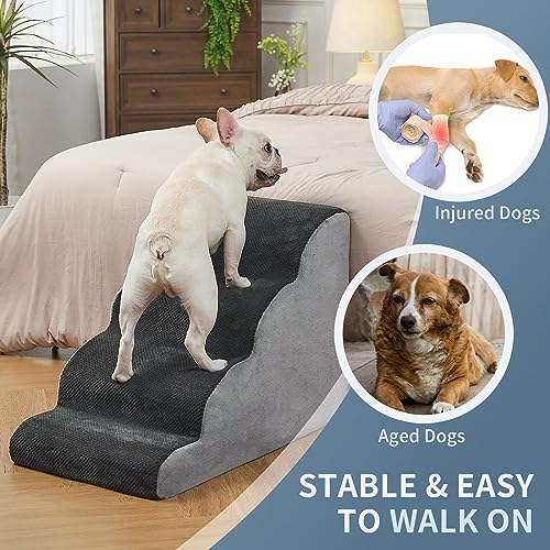 BOMOVA-Dog-Stairs-for-Small-Dogs-4-Step-Dog-Steps-for-Bed-and-Couch-High-Density-Foam-Pet-Stairs-for-Small-Dogs-and-Cats-Non-Slip-Bottom-Dog-Ramp-Grey-2345-Steps - Cucciolini Doodles   BOMOVA-Dog-Stairs-for-Small-Dogs-4-Step-Dog-Steps-for-Bed-and-Couch-High-Density-Foam-Pet-Stairs-for-Small-Dogs-and-Cats-Non-Slip-Bottom-Dog-Ramp-Grey-2345-Steps