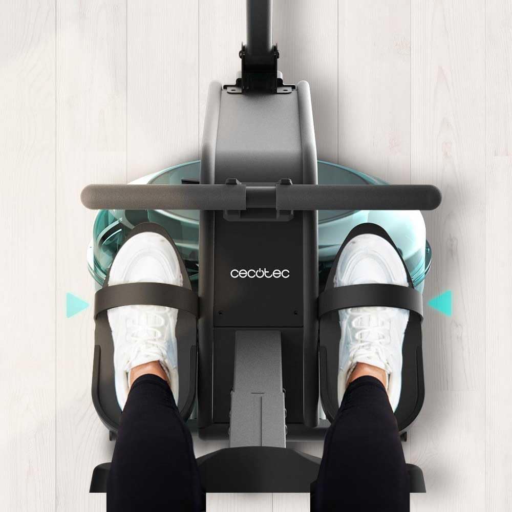 Cecotec Remos de agua Drumfit Rower Neptuno Remo de resistencia de agua con tanque de 11 y 13 litros. Sillín ajustable horizontalmente. APP, Pantalla LCD. Soporte para dispositivos.