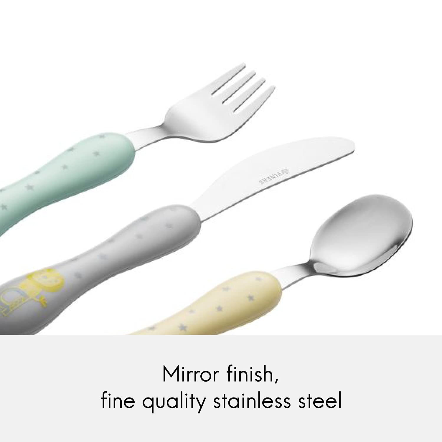 Viners Premium Kids Food Grade Stainless Steel Cutlery Set – 3 Pcs Easy Grip Flatware in Gift Box | Food Grade Forks and Spoons, Tableware for Boys, Girls, Kids 3