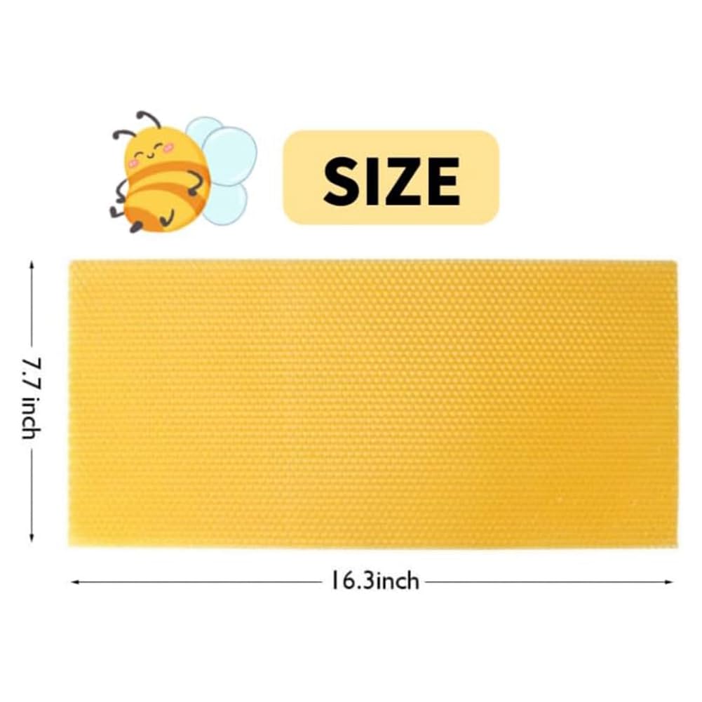 30 Stück Bienenwachsplatten, Natürliche Wachsgrundlage für Bienenrahmen, Bienengrundlagenplatten Zur Kerzenherstellung (16,34 X 7,68)