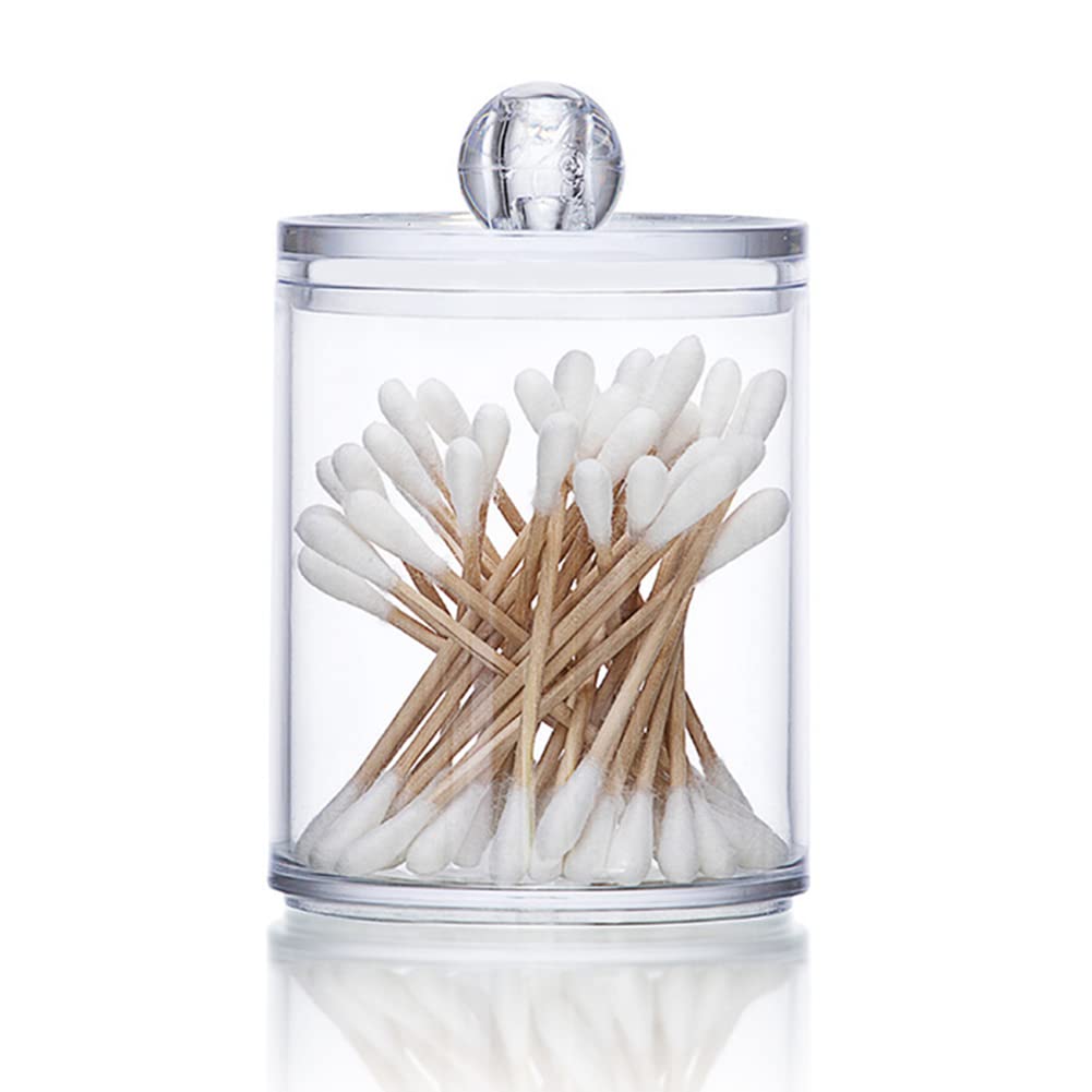 Qtip Dispenser Apothecary Jars Bathroom with Lids - Organizer Qtip Holder Storage Canister Clear Plastic Acrylic Jar for