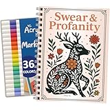 Zouier Swear Word Funny Coloring Book with 36 Markers for Adults Relaxation Spiral Bound, Stress Relief, Cancer Care, Self Care, Get Well Gifts Crafts for Women