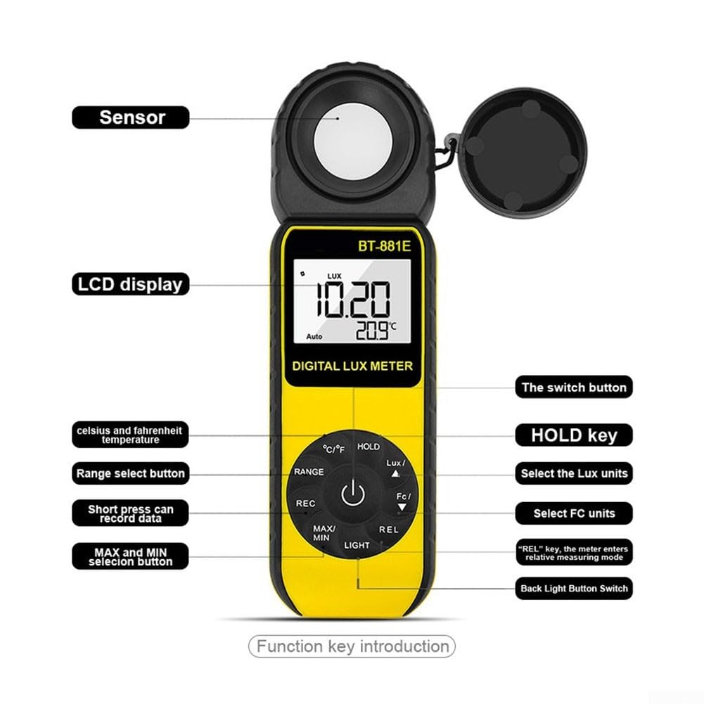 Medidor de luz profesional digital Luxmeter 0.01 a 300k Lux con memoria de datos para uso en jardín