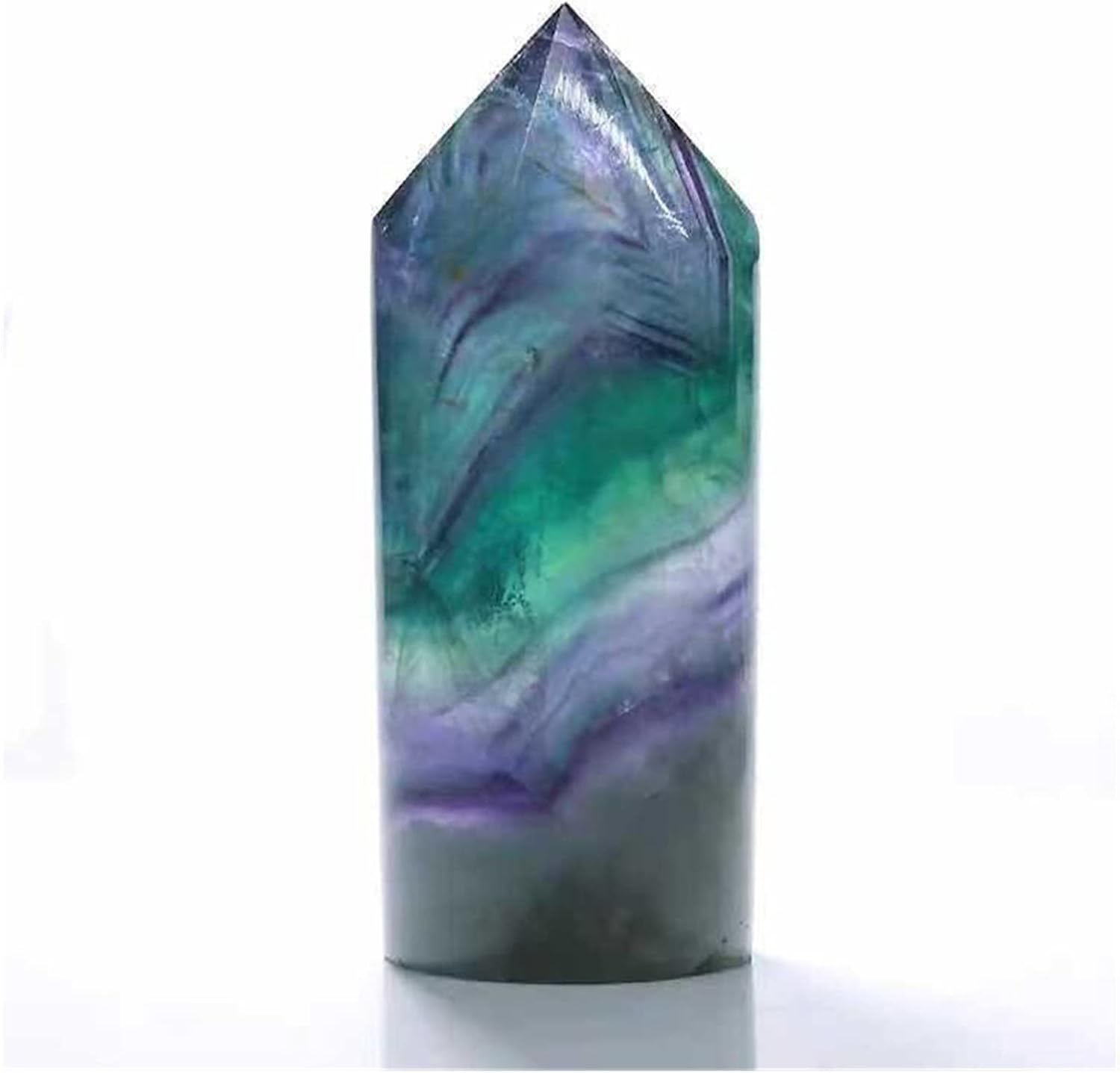 FIDEMM Natural Crystal Rough 1pc 90MM-100MM Natural Rainbow Fluorite Crystal Wand Healing Point Tower Stone