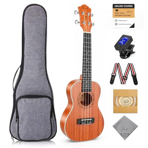 Ranch Tenor Ukulele 26 inch Kit for Adult Beginners Professionals, Wooden Sapele Professional Ukelele with Arched Back for Deeper Tone, 12 Video Lessons, Gig Bag, Tuner, Strap, Aquila Strings