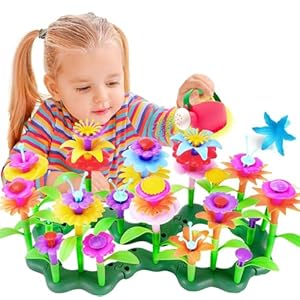 FunzBo Flower Garden Building STEM Toys – Gardening Pretend Gift for Girls Kids Toy – Educational Activity for Preschool Children Age 3 4 5 6 7 Year Old – Stacking Game for Toddlers playset (Green)