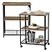 [en.casa] Carrello di Servizio con 3 Ripiani in Color Legno Scuro e Nero Portavivande da Cucina/Mense con 4 Ruote Rimovibili Catering Ristorazione Scaffale