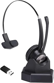 Project Telecom Advanced D Monaural Noise Cancelling Wireless Bluetooth Headset for PC | Mobile | Tablet | VoIP | Calls and Music - Compatible with Microsoft Teams