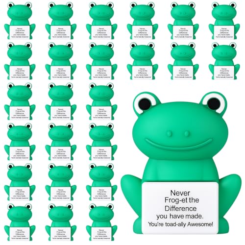 Gejoy 25 Pcs Mini Rubber Frog Toys Positive Gifts Mini Frogs Decorations and Encouragement Birthday Motivational Gifts for Colleague Staff Teacher