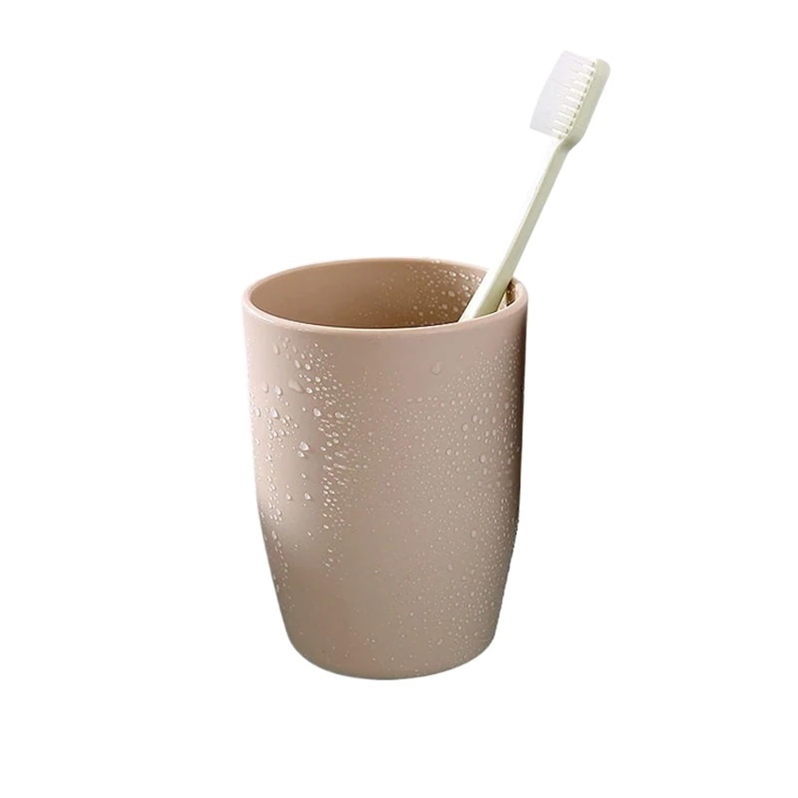 4Pcs Bathroom Tumblers Plastic Mouthwash Cup Water Mug Home Travel Simple Solid Color Toothbrush Holder Drinkware For Travel And Camping(Beige)