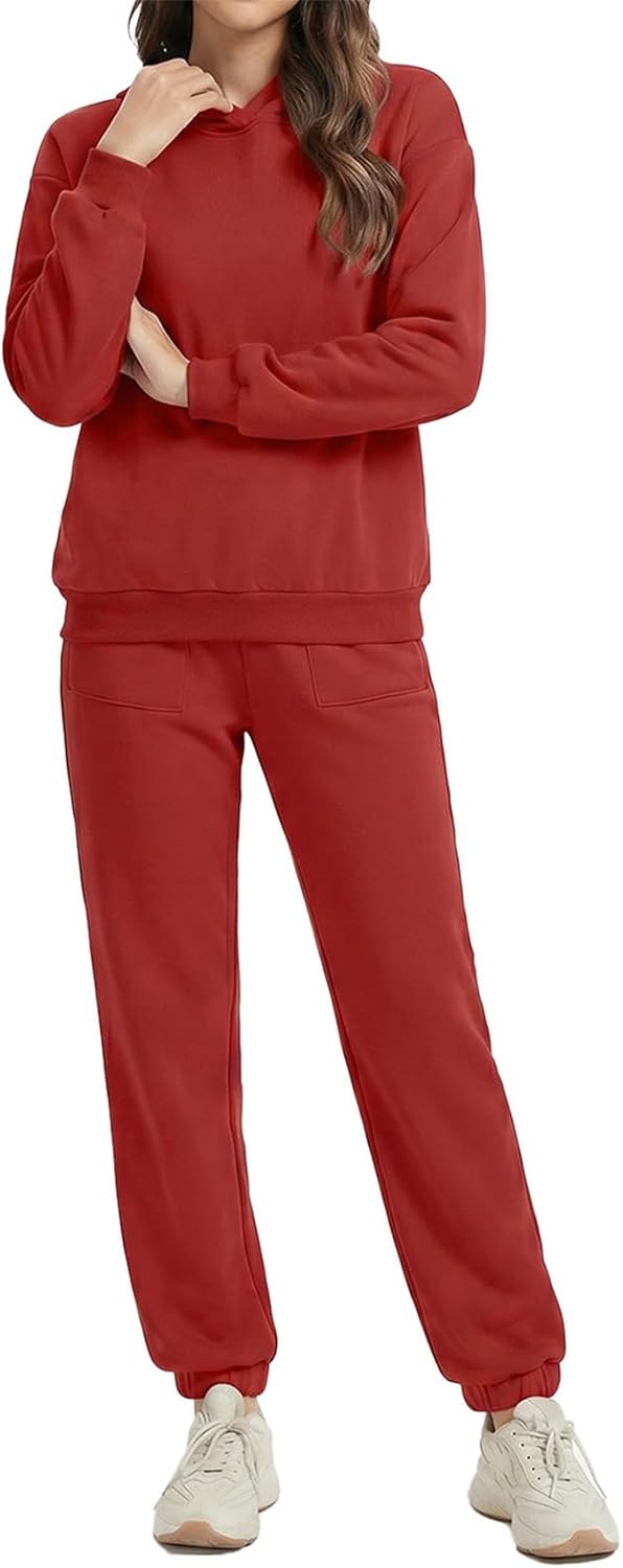 Women's 2 Piece Outfits Sweatsuit Set, Long Sleeve Crewneck Sweatshirt & Jogger Pants with Pockets