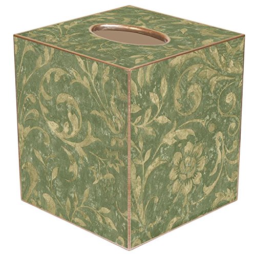 Sage Damask Paper Mache Tissue Box Cover