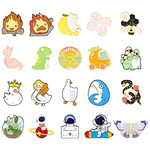 Cute Enamel Pins For Backpacks, Funny Enamel Pins Aesthetic Bulk Set Anime Lapel Badges Brooches Pins For Women, Bag,Clothes,Jackets, Hats, Kids, Girls, Gifts ( Random Style ) (20Pc) #TOP1