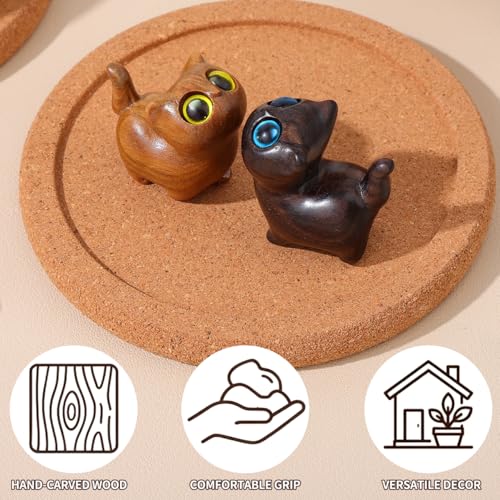 Figurines de gato en madera de sándalo 2 pack miniatura 5
