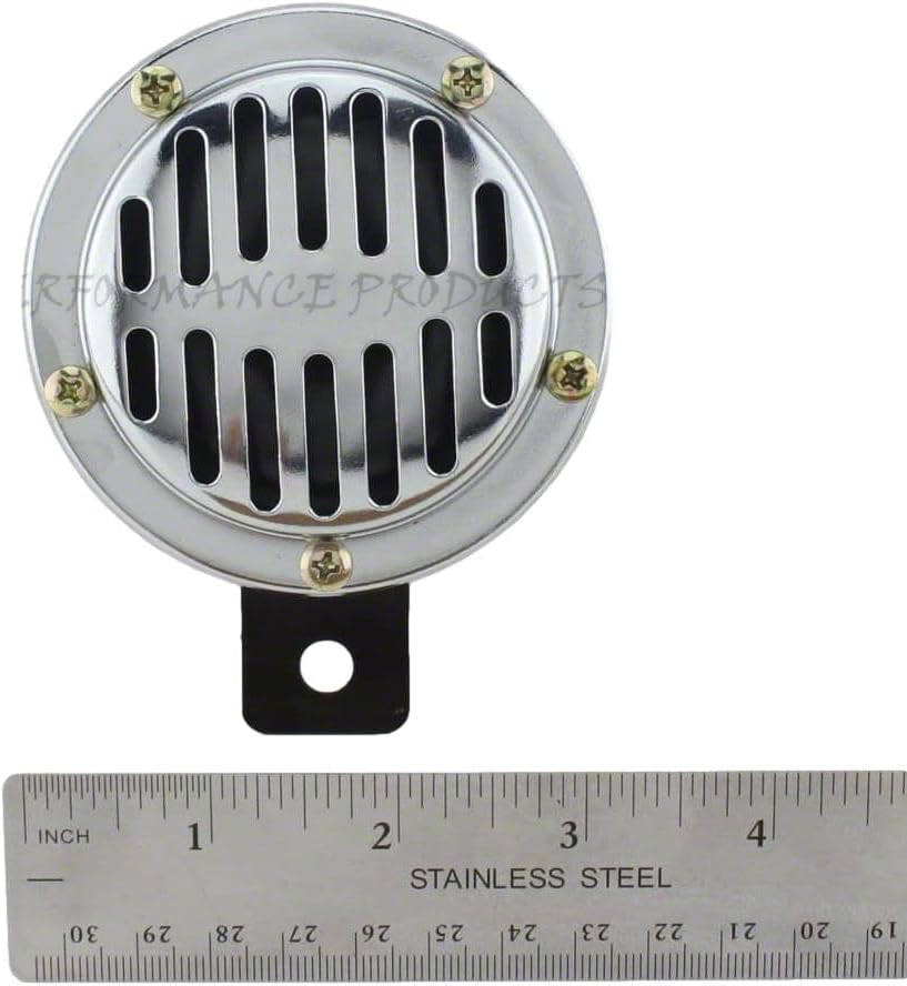 JC Performance Parts USA Universal 12v 6v or 24v Compact Vented Motorcycle, Car, Truck Horn Chrome or Black Vintage Style