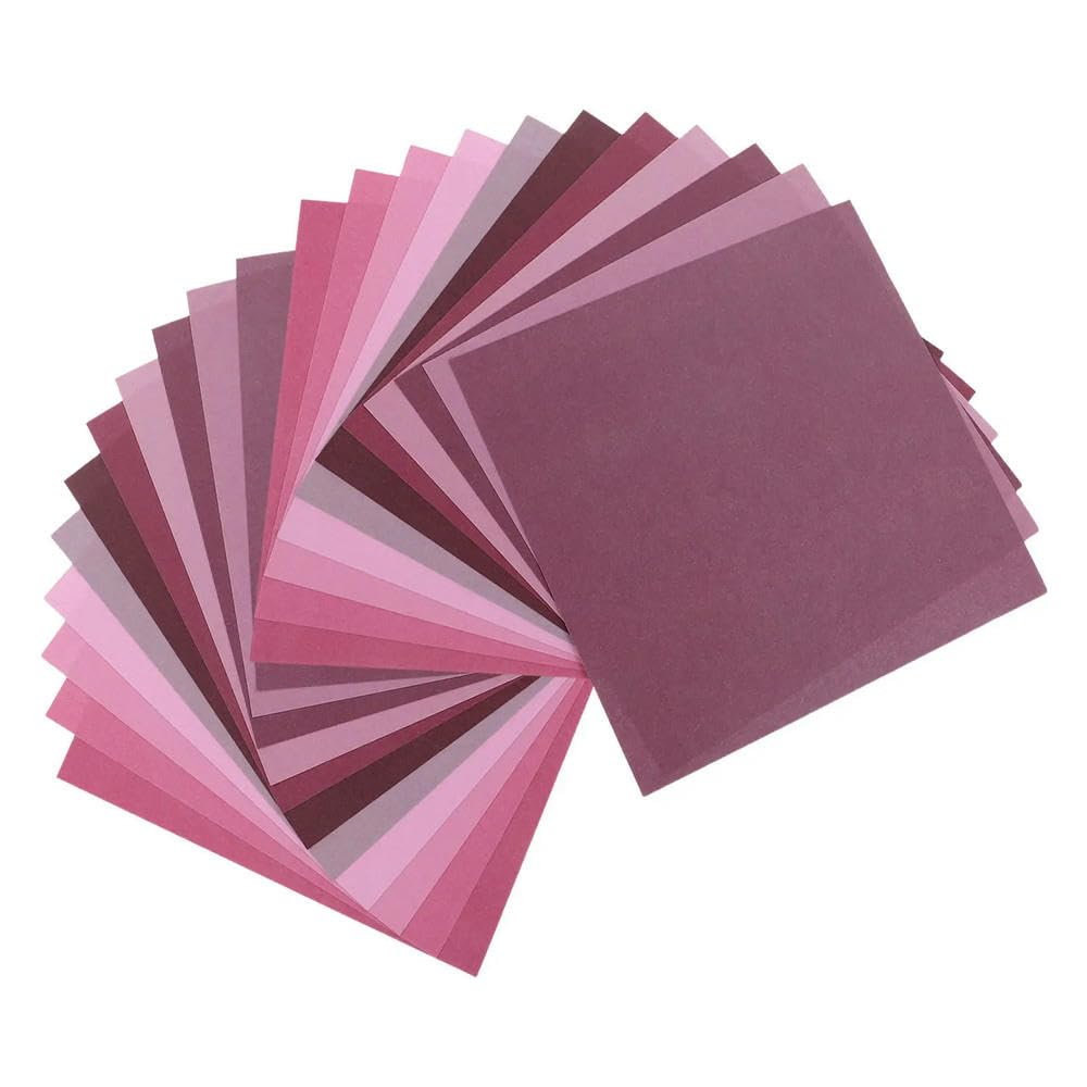 QXDZSW 60 szt. papieru do origami, ręcznie wykonane, dwustronne, różowe, składane arkusze 15 x 15 cm, do kart rzemieślniczych, dekoracji, projektów szkolnych