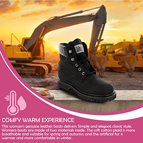 Image of Safety Girl Black, Steel Toe Work Boots - Black - 5M, English, Capacity, Volume, Leather, 5M, Black