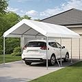 Aoxun Carport 10x20 ft Heavy Duty Canopy, Adjustable Height Potable Car Canopy for Cars, Boats, Trucks, Outdoor Carport Shelter Portable Garage with Reinforced Frame, White