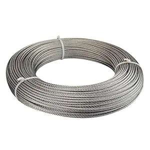 Muzata Stainless Aircraft Steel Wire Rope Cable for Railing,Decking, DIY Balustrade, 1/8Inch,7x7,165Feet WR01,Series WP1