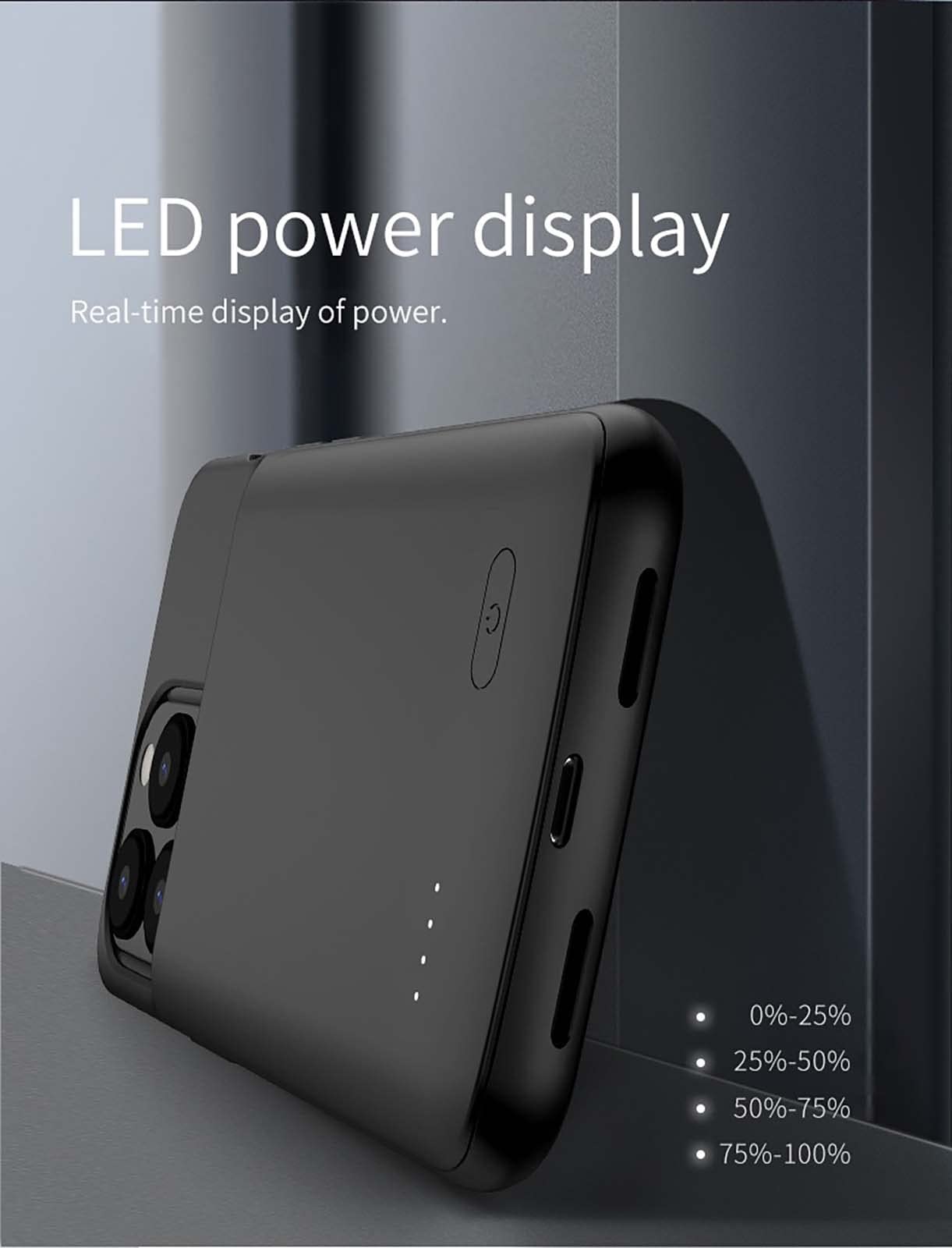 ELLENNE COVER BATTERIA PER IPHONE 15/15 PRO 6.1" RICARICABILE SLIM 5000mAh | COVER CON BATTERIA INTEGRATA PER IPHONE 15/15 PRO 6.1" BATTERY CASE CUSTODIA RICARICABILE SLIM SOTTILE 5000mAh