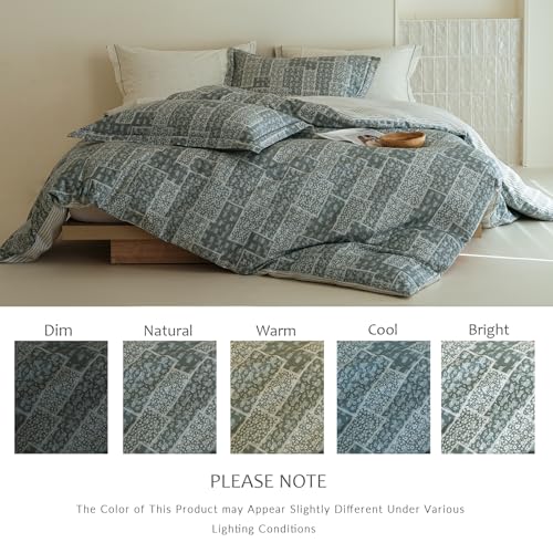 Solycoil Grey Patchwork Comforter Queen Size - 100% Cotton Striped Reversible Comforter Set, Soft and Breathable Bedding Set for All Season, 3 Pieces by Solycoil - Used condition - Image 5