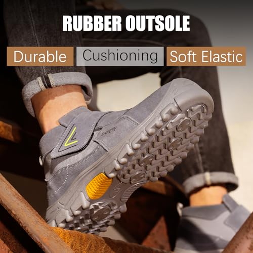 Image of GLANOUDUN Steel Toe Boots for Men, Welding Work Boots with Puncture-Resistant Midsole, High Top Hook and Loop Safety Footwear for Welding Workshop Construction Warehouse Factory