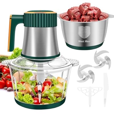 Food Processor, Meat Grinder with 2 Bowls (8 Cu...